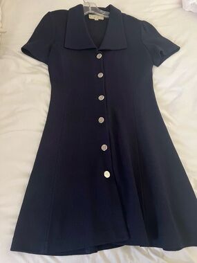 Vintage St. John Collection Navy Button-Front Women's Dress Size 6